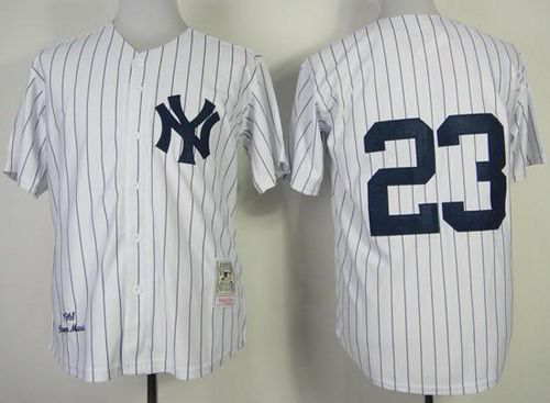 Mitchell And Ness 1995 New York Yankees #23 Don Mattingly Stitched White Throwback MLB Jersey