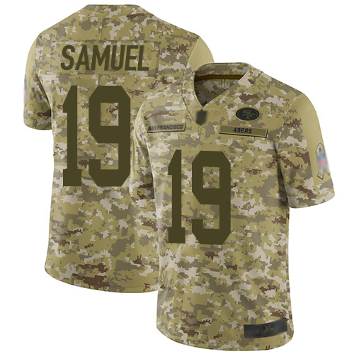 San Francisco 49ers #19 Deebo Samuel Camo Men's Stitched NFL Limited 2018 Salute To Service Jersey