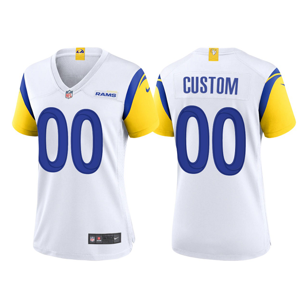 Women's Los Angeles Rams #00 Custom Rams White 2021 Limited Modern Throwback NFL Jersey