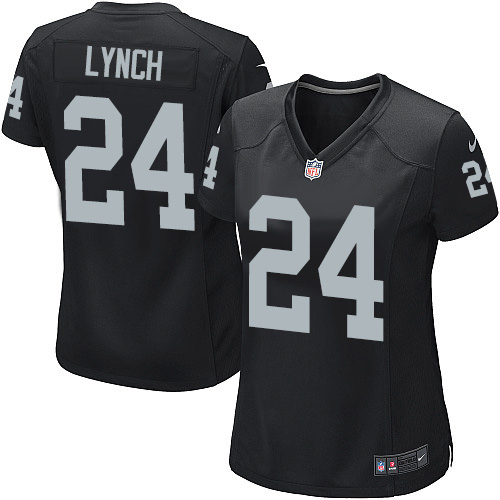 Nike Las Vegas Raiders #24 Marshawn Lynch Black Game Women's Jersey