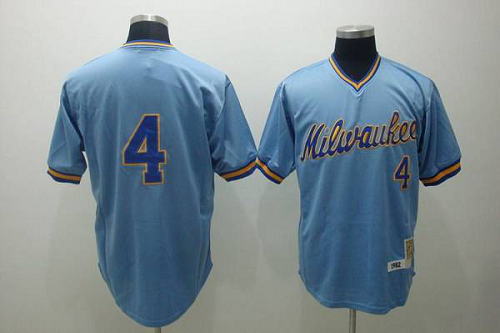 Mitchell And Ness Milwaukee Brewers #4 Paul Molitor Stitched Blue Throwback MLB Jersey