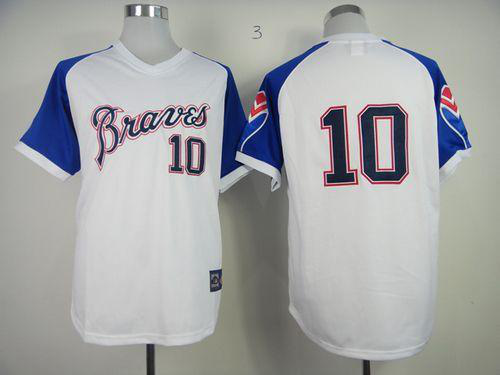 Atlanta Braves #10 Chipper Jones White 1974 Throwback Stitched MLB Jersey