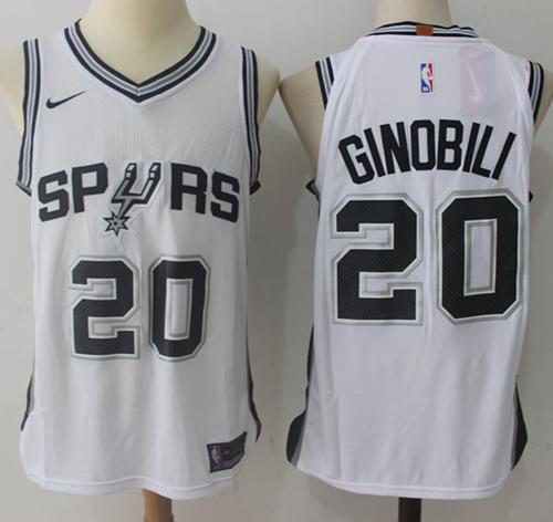 Men's Nike San Antonio Spurs #20 Manu Ginobili White Stitched Swingman NBA Jersey