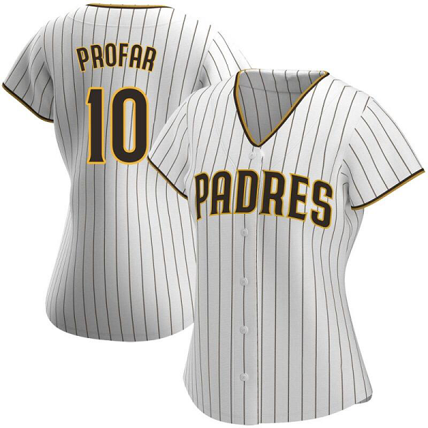 Women's #10 Jurickson Profar San Diego Padres Cool Base White Brown Home Jersey