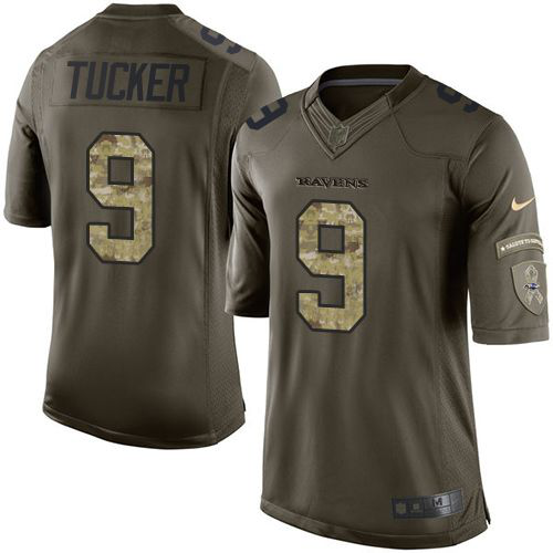 Nike Baltimore Ravens #9 Justin Tucker Green Men's Stitched NFL Limited Salute to Service Jersey