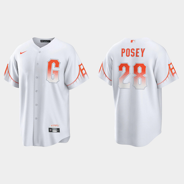 Men's San Francisco Giants #28 Buster Posey White 2021 City Connect Jersey