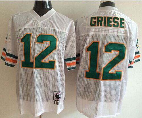 Mitchell And Ness Miami Dolphins #12 Bob Griese White Throwback Stitched NFL Jerseys