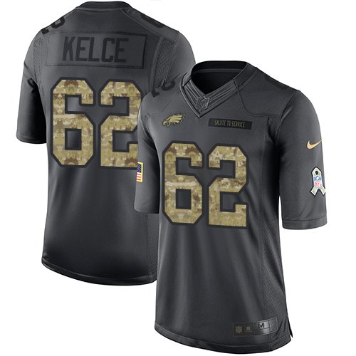 Nike Philadelphia Eagles #62 Jason Kelce Black Youth Stitched NFL Limited 2016 Salute to Service Jersey