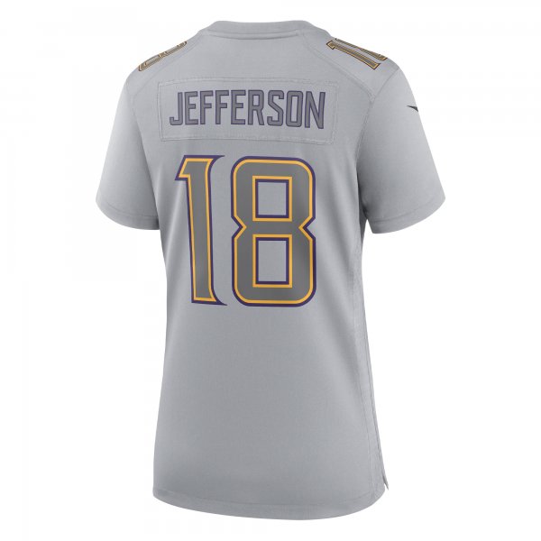 Women's Minnesota Vikings Justin Jefferson Nike Gray Atmosphere Fashion Game Jersey