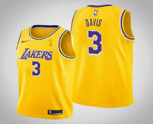 Men's Los Angeles Lakers #3 Anthony Davis 2020 NBA Finals Champions Icon Yellow Jersey