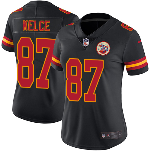 Nike Kansas City Chiefs #87 Travis Kelce Black Women's Stitched NFL Limited Rush Jersey