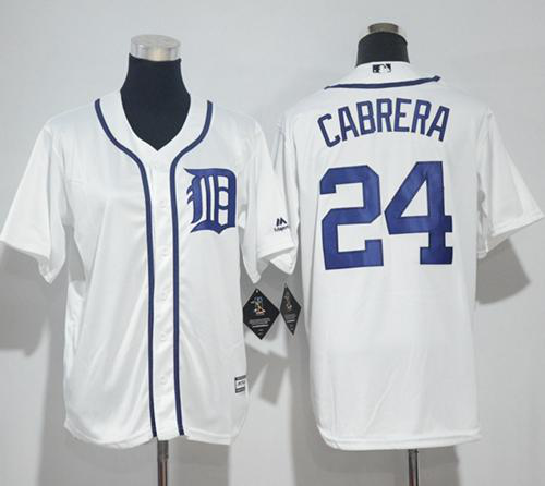 Detroit Tigers #24 Miguel Cabrera White Cool Base Stitched Youth MLB Jersey