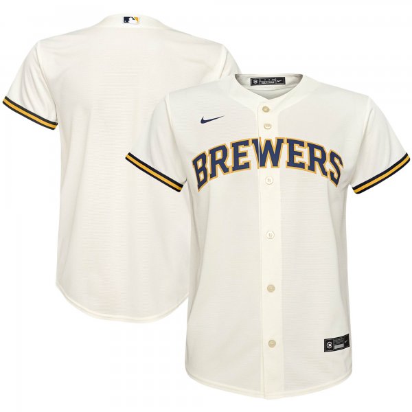 Youth Milwaukee Brewers Nike Cream Home Replica Team Jersey