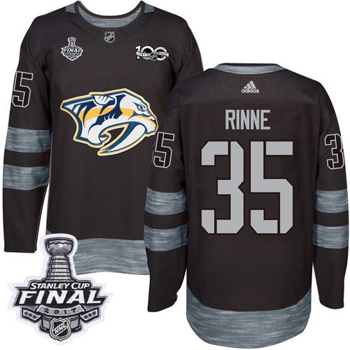 Adidas Nashville Predators #35 Pekka Rinne Black 1917-2017 100th Anniversary Stanley Cup Final Patch Stitched NHL Jersey