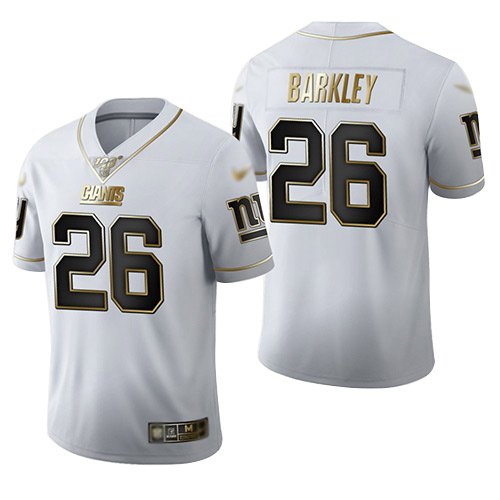 New York Giants #26 Saquon Barkley White Men's Stitched NFL Limited Golden Edition Jersey