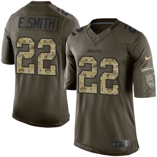 Nike Dallas Cowboys #22 Emmitt Smith Green Color Youth Stitched NFL Limited Salute to Service Jersey