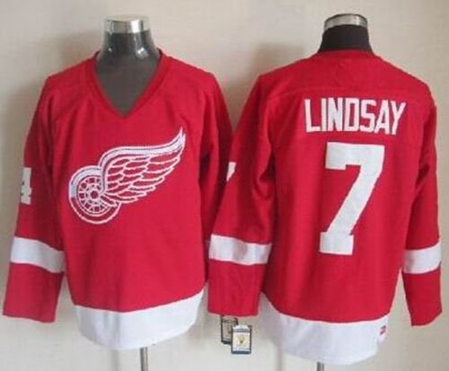 Detroit Red Wings #7 Ted Lindsay Red CCM Throwback Stitched NHL Jersey