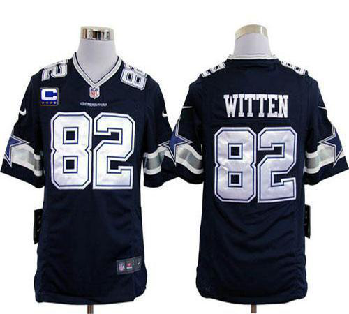 Nike Dallas Cowboys #82 Jason Witten Navy Blue Team Color With C Patch Men's Stitched NFL Game Jersey