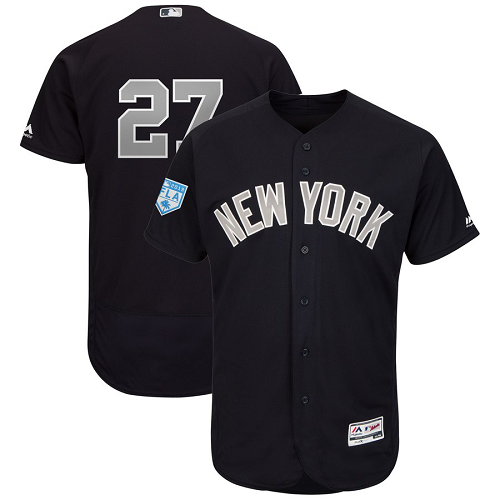 Men's New York Yankees #27 Giancarlo Stanton Majestic Navy Alternate 2019 Spring Training Flex Base Player MLB Jersey