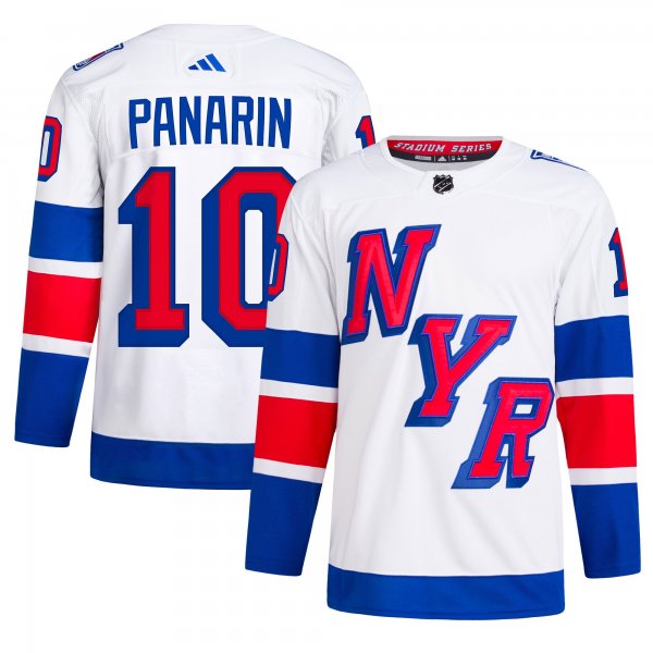 Men's New York Rangers #10 Artemi Panarin adidas White 2024 NHL Stadium Series Primegreen Player Jersey