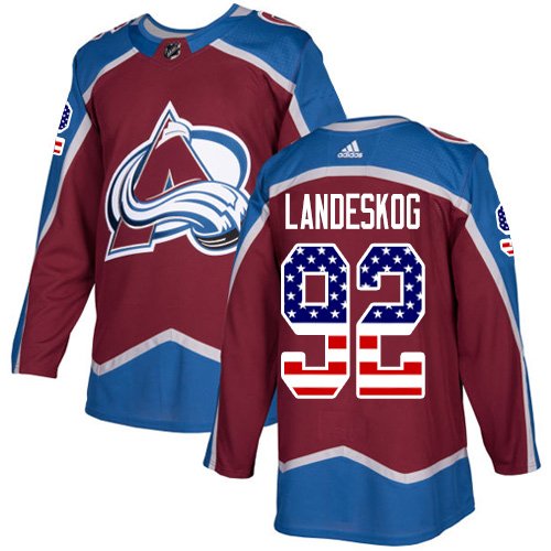 Adidas Colorado Avalanche #92 Gabriel Landeskog Burgundy Home USA Flag Stitched NHL Jersey