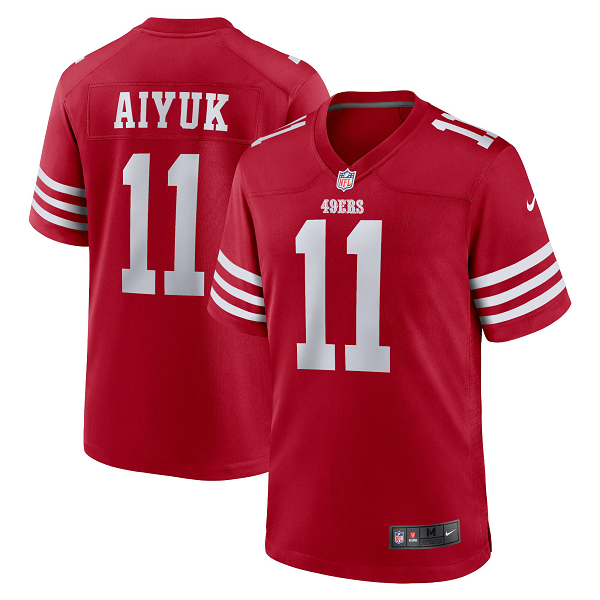 Men's San Francisco 49ers Brandon Aiyuk Nike Scarlet Team Player Game Jersey-(2022 New Style)