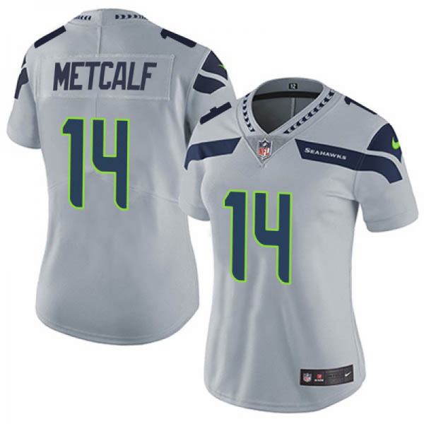 Women's Nike Seattle Seahawks #14 DK Metcalf Gray Alternate Vapor Untouchable Limited NFL Jersey