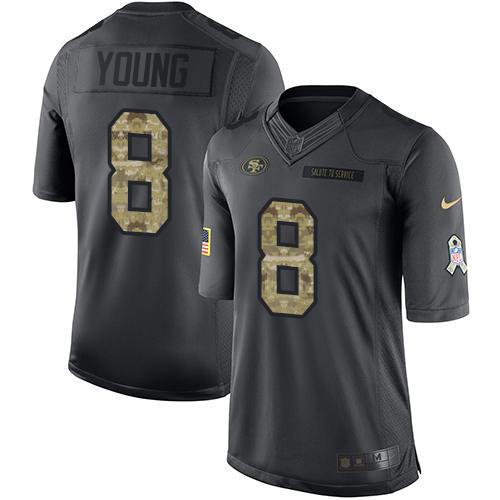 Men's Nike San Francisco 49ers #8 Steve Young Black Stitched NFL Limited 2016 Salute to Service Jersey