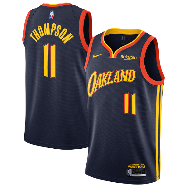 Youth Nike Golden State Warriors #11 Klay Thompson Navy 2020/21 Swingman Badge City Edition Oakland Forever NBA Jersey