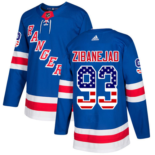 Adidas New York Rangers #93 Mika Zibanejad Royal Blue Home USA Flag Stitched NHL Jersey