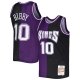 Men's Sacramento Kings Mike Bibby Mitchell & Ness Purple/Black Hardwood Classics 2001/02 Split Swingman Jersey