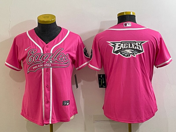 Women's Philadelphia Eagles Blank Pink Stitched Baseball Cool Base Jersey