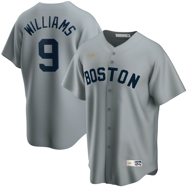 Men's NIKE Boston Red Sox #9 Ted Williams Road Cooperstown Collection Player Gray MLB Jersey