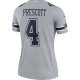 Women's Dallas Cowboys Dak Prescott Nike Gray Inverted Legend Jersey