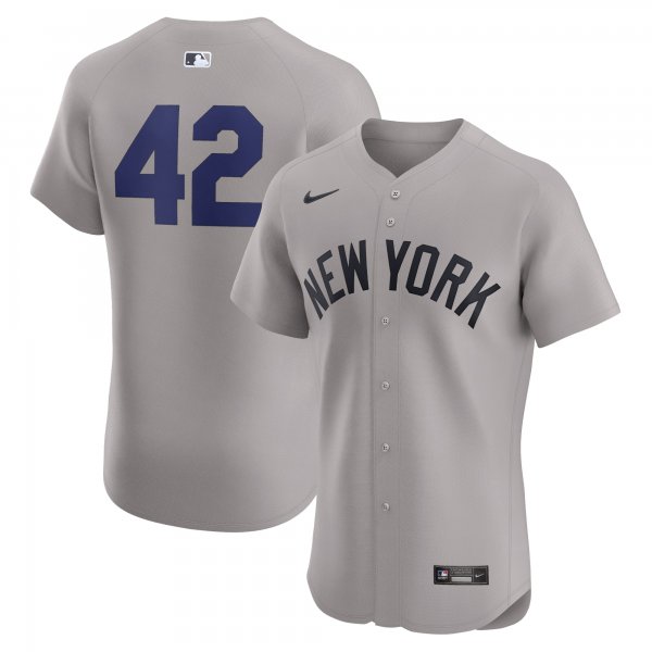 Men's New York Yankees Nike Gray Road 2024 Jackie Robinson Day Elite Jersey