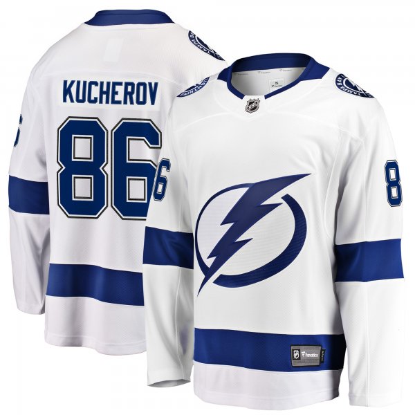 Men's Tampa Bay Lightning Nikita Kucherov Fanatics White Away Premier Breakaway Player Jersey