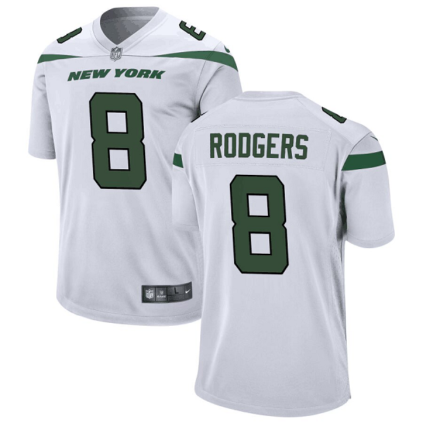 Men's New York Jets Nike #8 Aaron Rodgers White Jersey