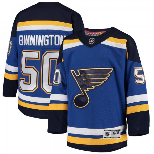 Youth St. Louis Blues Jordan Binnington Blue Home Premier Player Jersey