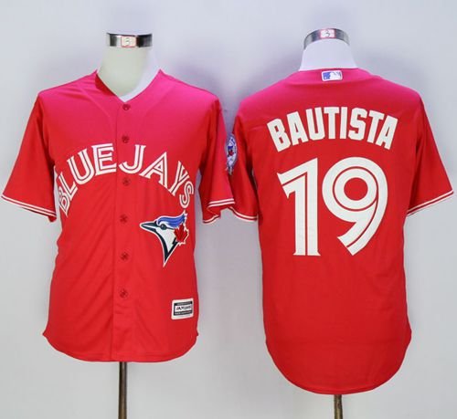 Toronto Blue Jays #19 Jose Bautista Red New Cool Base 40th Anniversary Stitched MLB Jersey