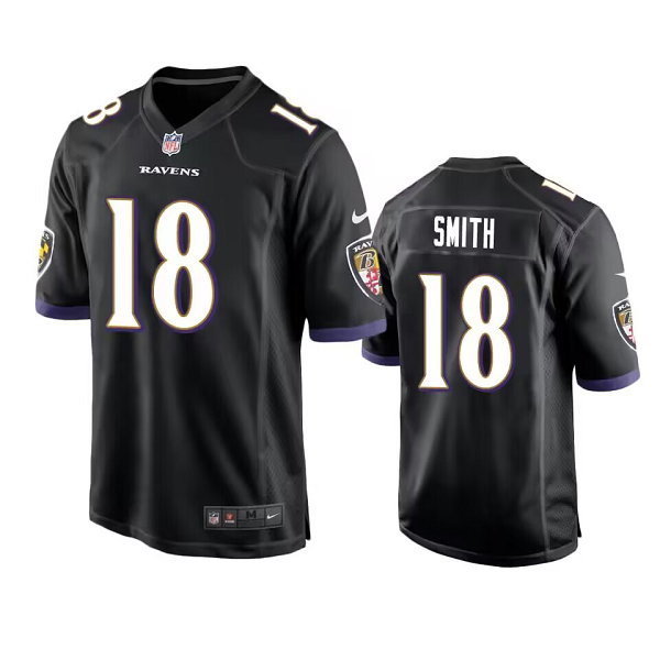 Men's Baltimore Ravens #18 Roquan Smith Black Limited NFL Jersey