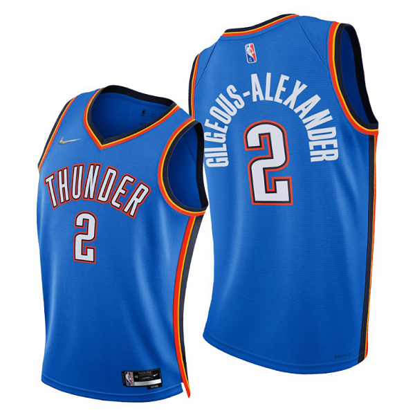 Men's Oklahoma City Thunder #2 Shai Gilgeous-Alexander 2021-22 75th Diamond Anniversary Blue Icon Edition NBA Jersey