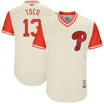 Men's Philadelphia Phillies #13 Freddy Galvis Toco Majestic Tan 2017 Players Weekend Jersey