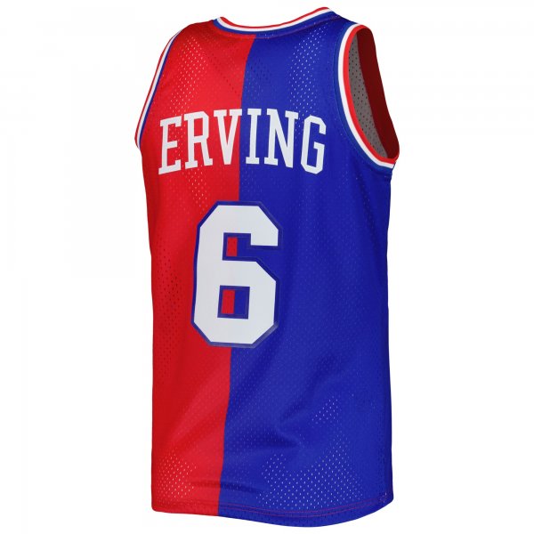 Men's Philadelphia 76ers Julius Erving Mitchell & Ness Royal/Red Hardwood Classics 1982/83 Split Swingman Jersey