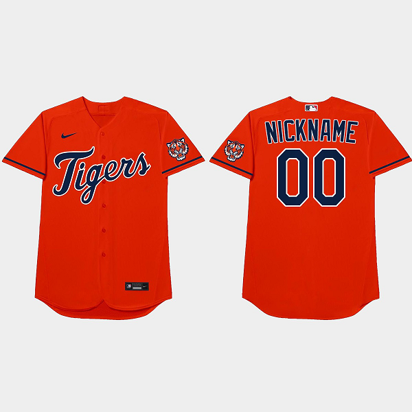 Detroit Tigers Custom 2021 Players Weekend Nickname Orange Men's Jersey