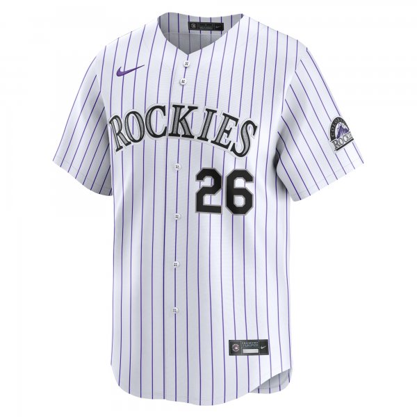 Men's Colorado Rockies Austin Gomber Nike White Home Limited Player Jersey