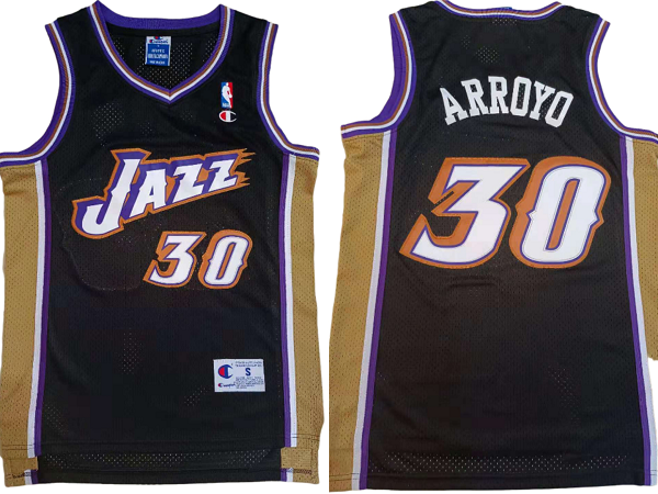 Men's Utah Jazz #30 Carlos Arroyo Mitchell & Ness 1998-99 Hardwood Classics Black Swingman NBA Jersey