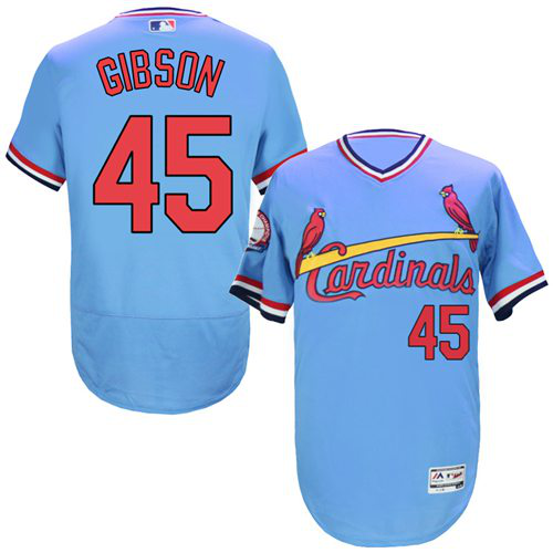 St. Louis Cardinals #45 Bob Gibson Light Blue Flexbase Collection Cooperstown Stitched MLB Jersey