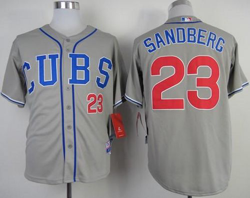 Chicago Cubs #23 Ryne Sandberg Grey Alternate Road Cool Base Stitched MLB Jersey