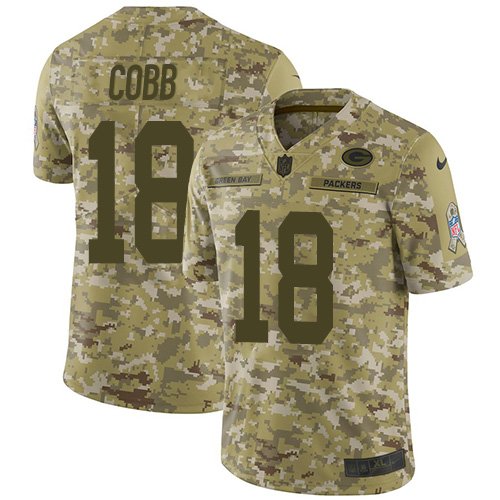 Nike Green Bay Packers #18 Randall Cobb Camo Youth Stitched NFL Limited 2018 Salute to Service Jersey