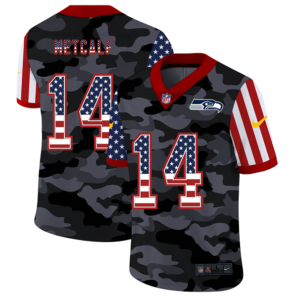 Men's Seattle Seahawks #14 DK Metcalf USA Camo 2020 Salute To Service Stitched NFL Nike Limited Jersey